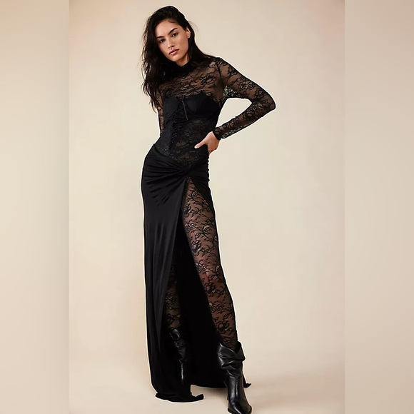 Retrofete Sapphira Lace Dress with Jumpsuit Small Black - Picture 2 of 2
